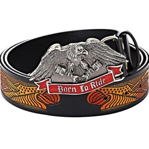 New born to ride eagle biker belt buckle.  Belt not included